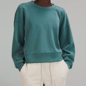 Lululemon Softstreme Perfectly Oversized Cropped Crew, Teal / Green